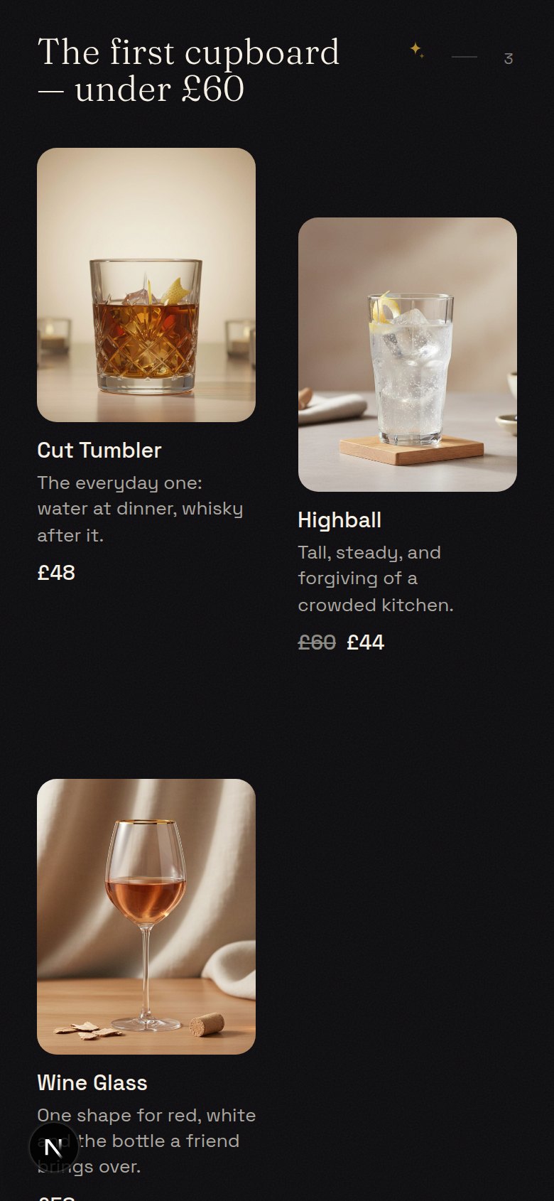 The first glass, generated by popuup